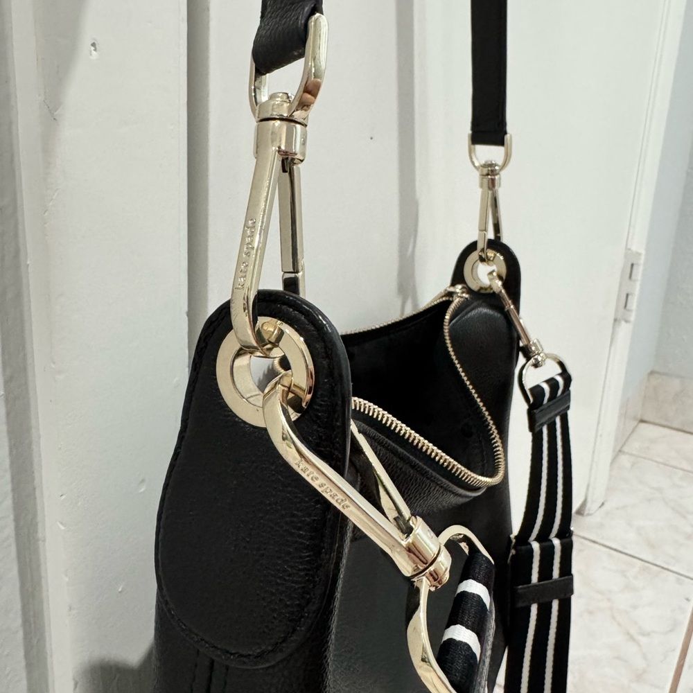 Kate Spade Black Crossbody Bag with Striped Strap - Picture 11 of 11